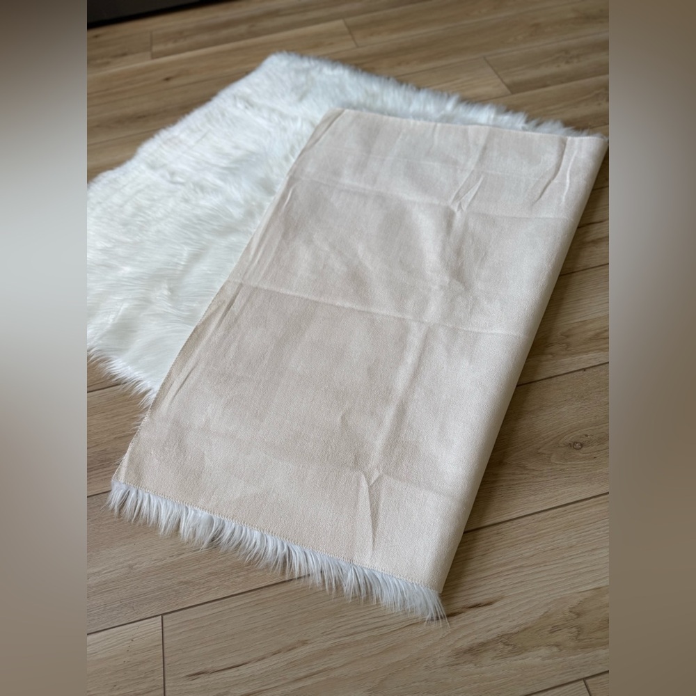 Faux Fur Shag Area Rug - Off White - Picture 3 of 6